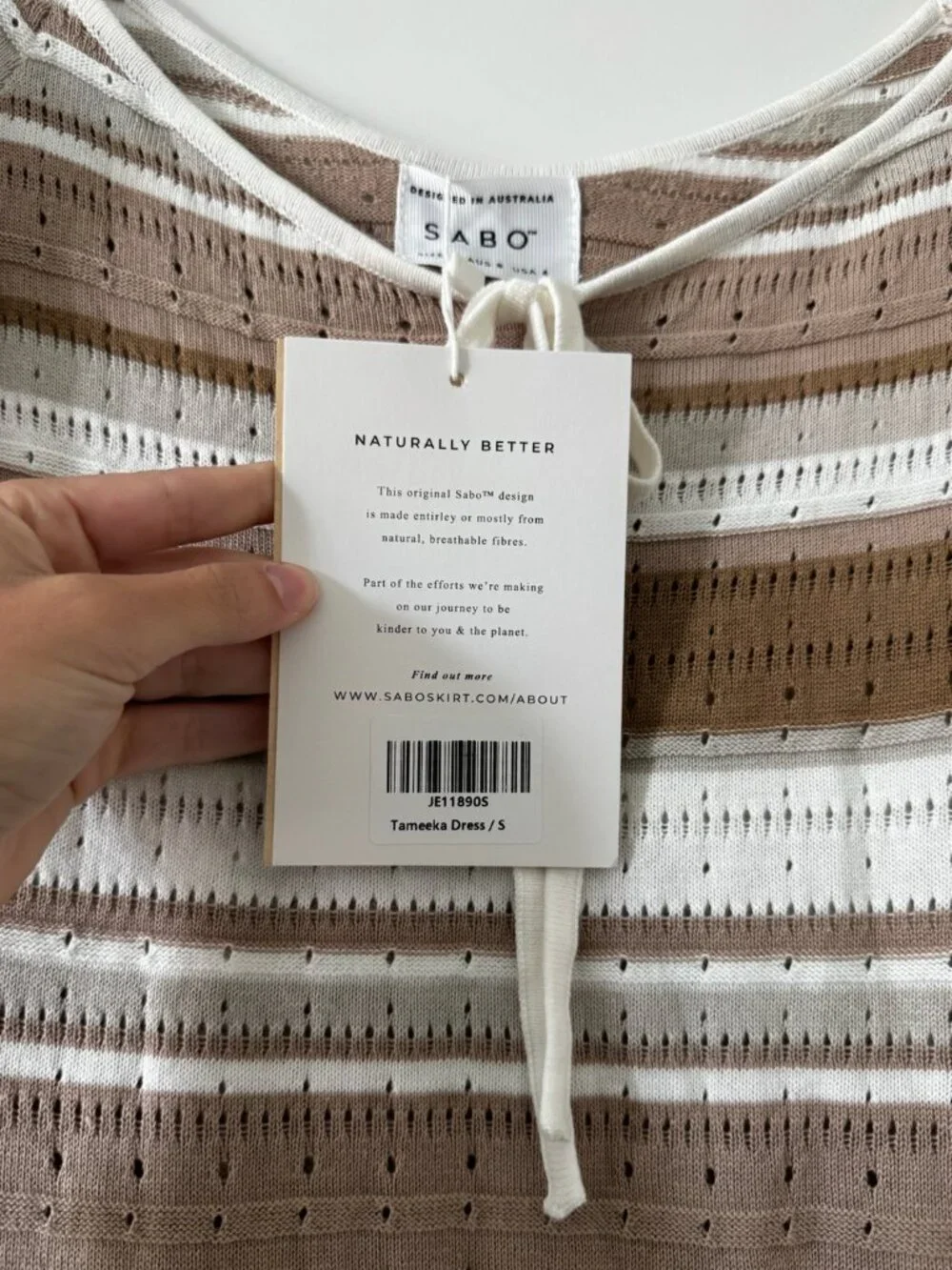 Sabo Brown and White Stripe Knit Long Sleeve Maxi Dress NWT - Small - Picture 8 of 8